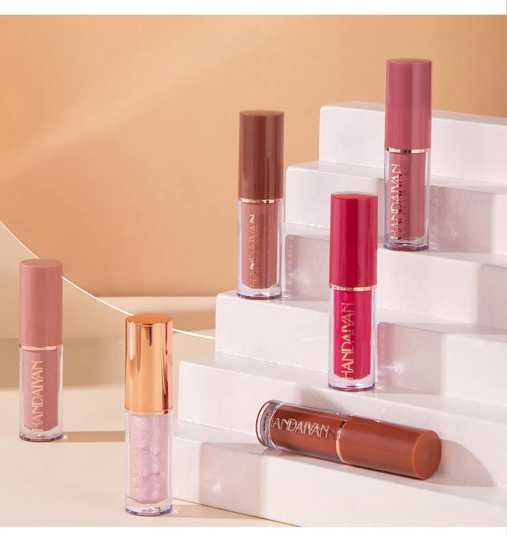 12-Color Book Lip Gloss Set Matte & Pearl Finish Non-Stick Cup Lip Glaze Lipstick Kit