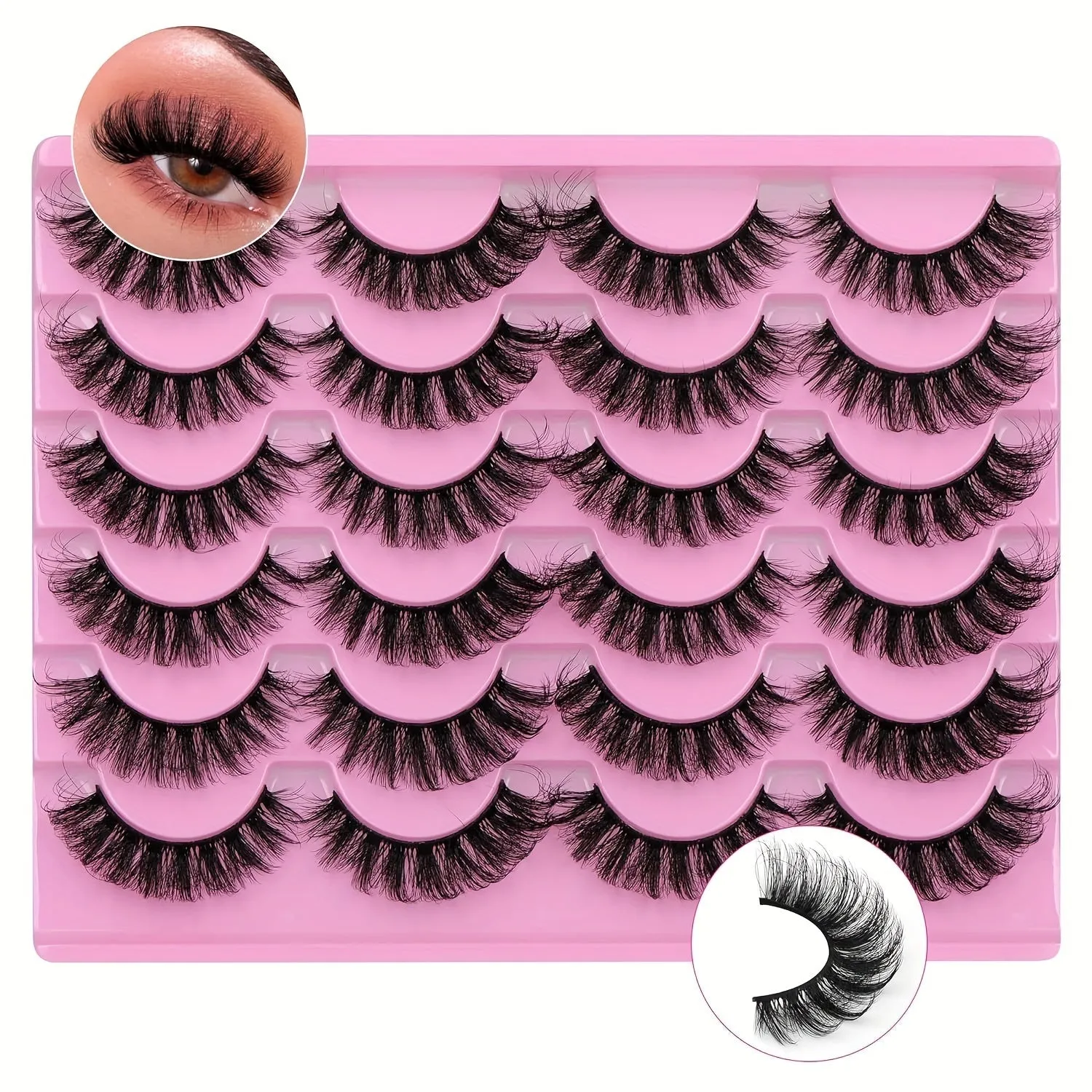 12 Pairs 5D Faux Mink False Eyelashes – 18mm Fox Eye, Fluffy & Curling Volume Lashess