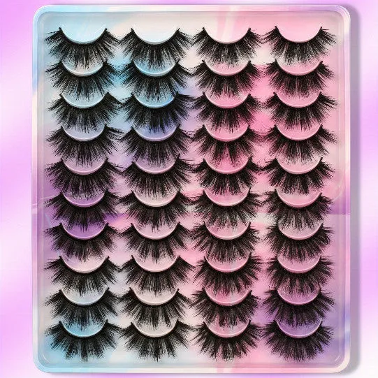 20 Pairs of D Curl Wispy False Eyelashes, Natural Cat Eye Lashes