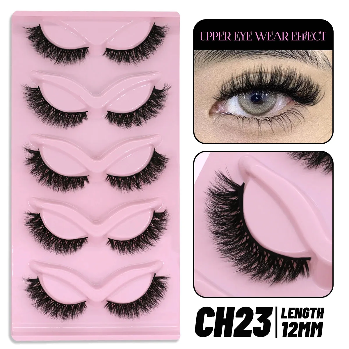5 pairs Cat Eye Lashes Faux Mink Eyelashes Clear Band Lashes Natural Look Wispy Mink Eyelashes Full Strip Lashes
