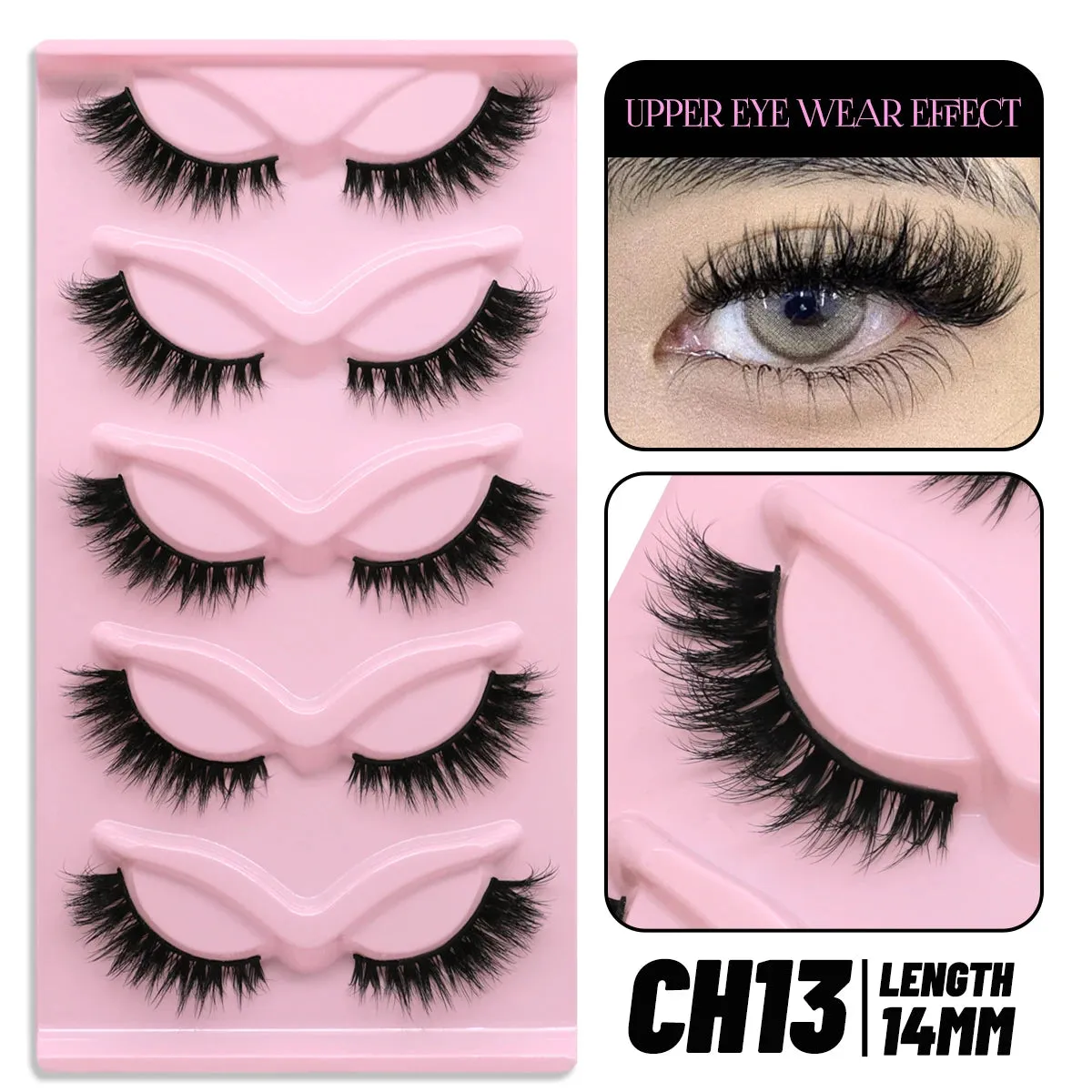 5 pairs Cat Eye Lashes Faux Mink Eyelashes Clear Band Lashes Natural Look Wispy Mink Eyelashes Full Strip Lashes