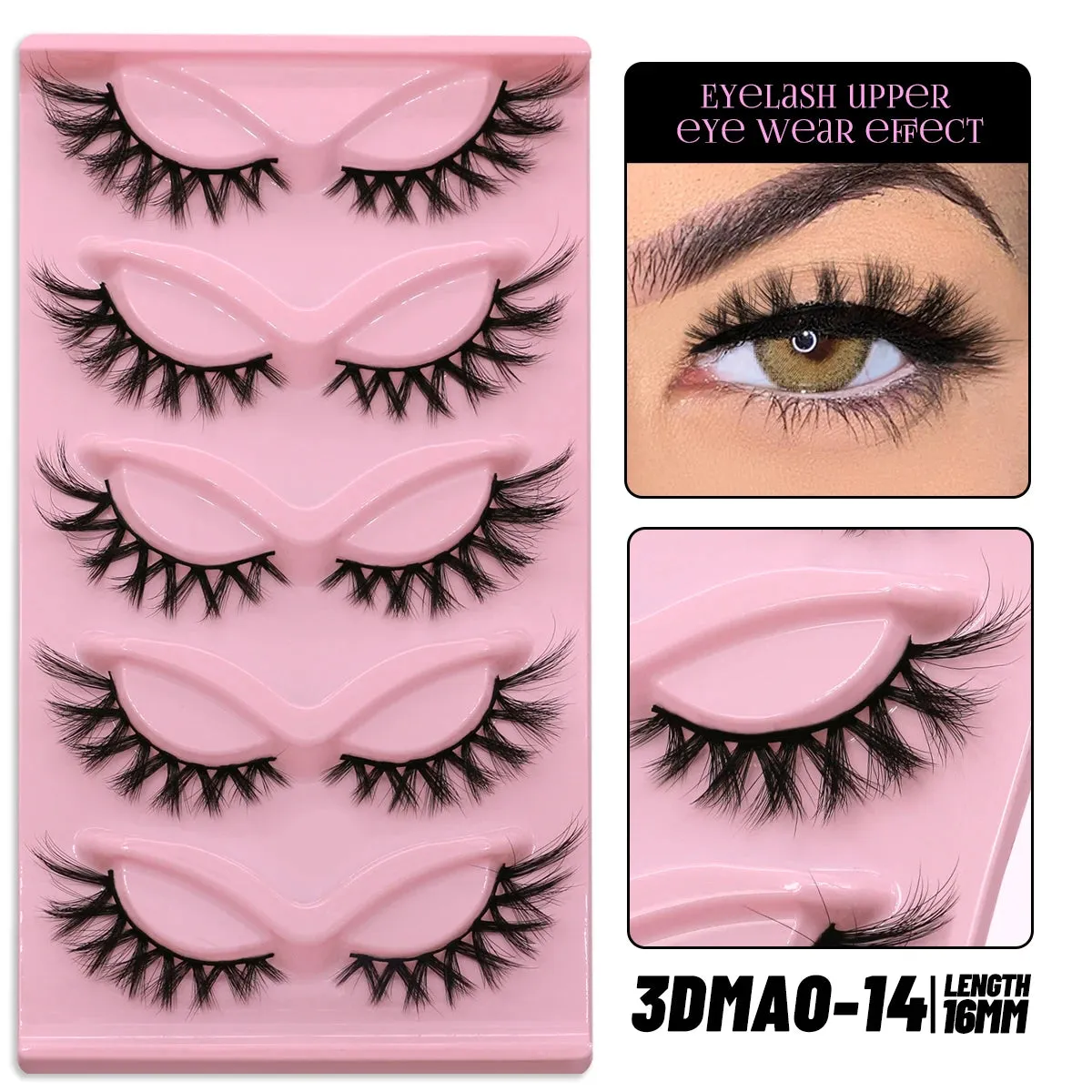 5 pairs Cat Eye Lashes Faux Mink Eyelashes Clear Band Lashes Natural Look Wispy Mink Eyelashes Full Strip Lashes