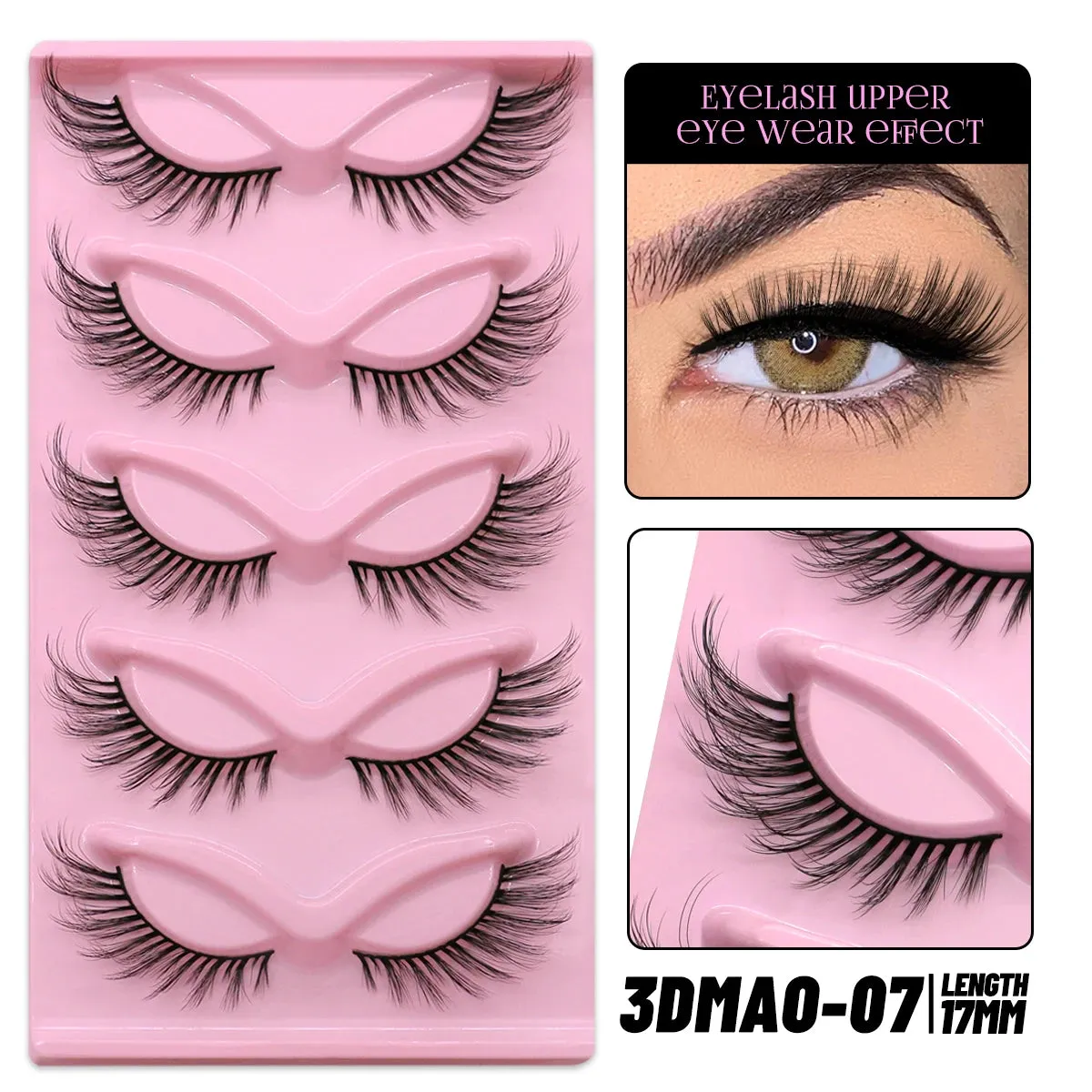 5 pairs Cat Eye Lashes Faux Mink Eyelashes Clear Band Lashes Natural Look Wispy Mink Eyelashes Full Strip Lashes