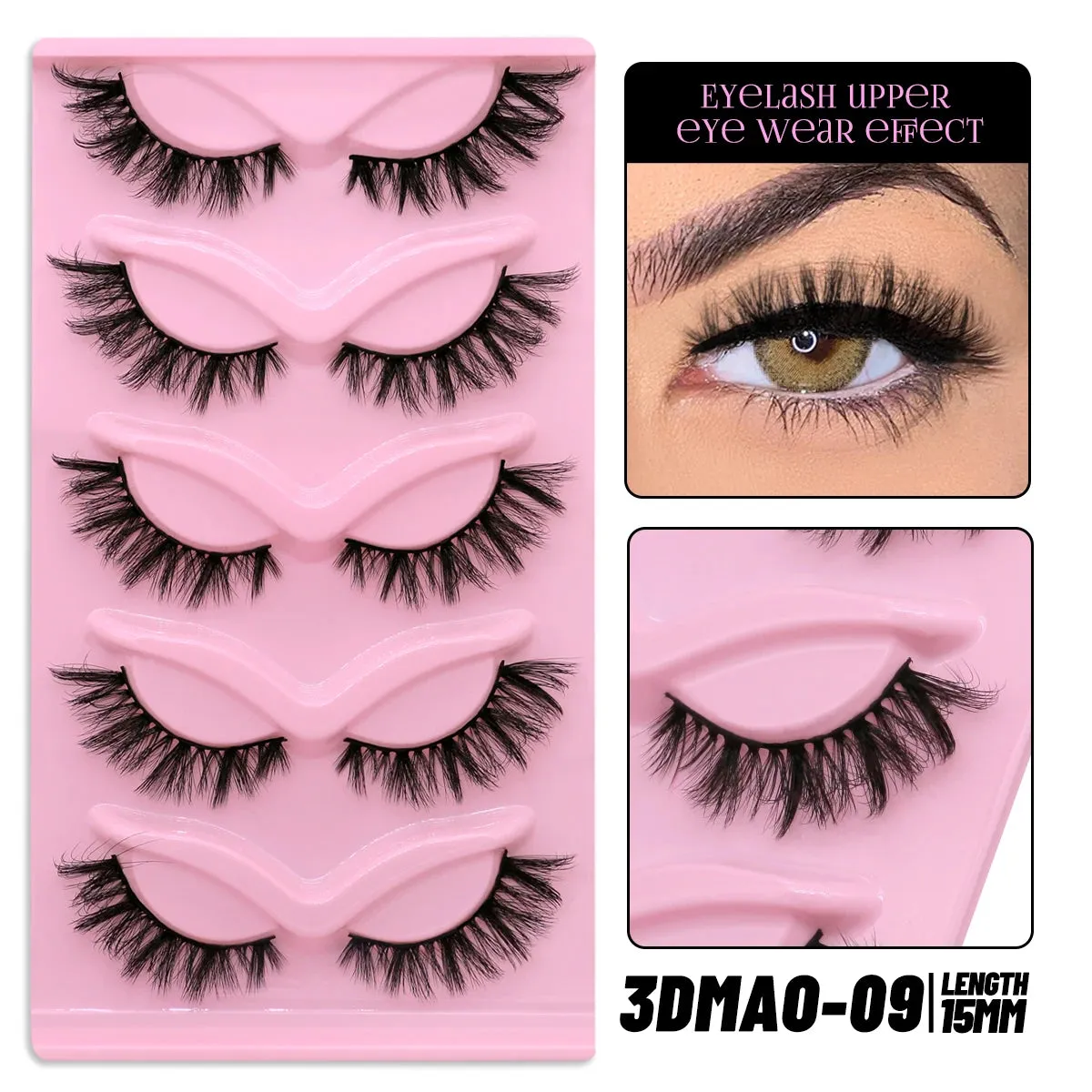 5 pairs Cat Eye Lashes Faux Mink Eyelashes Clear Band Lashes Natural Look Wispy Mink Eyelashes Full Strip Lashes