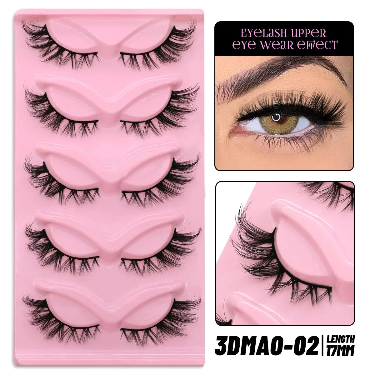 5 pairs Cat Eye Lashes Faux Mink Eyelashes Clear Band Lashes Natural Look Wispy Mink Eyelashes Full Strip Lashes