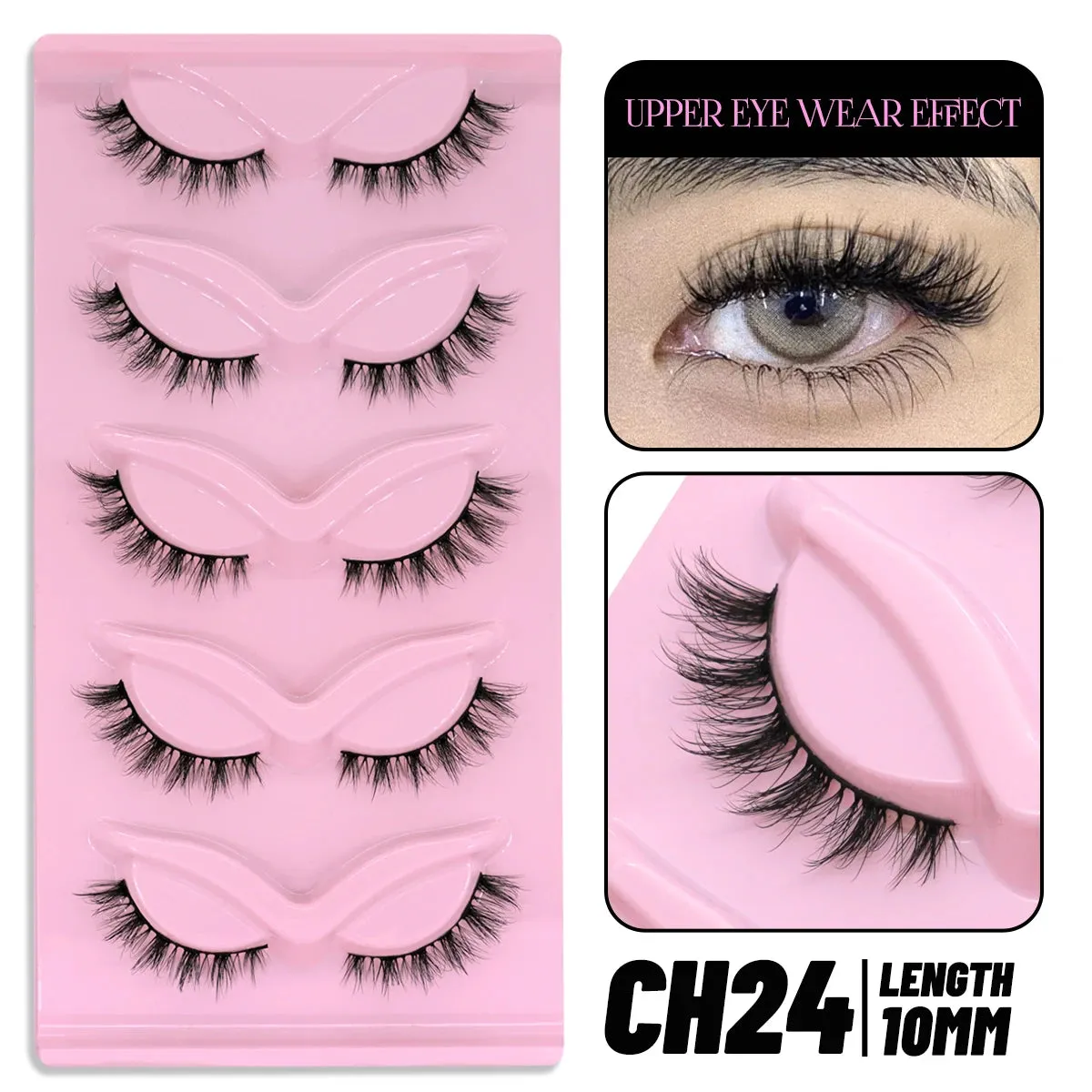 5 pairs Cat Eye Lashes Faux Mink Eyelashes Clear Band Lashes Natural Look Wispy Mink Eyelashes Full Strip Lashes