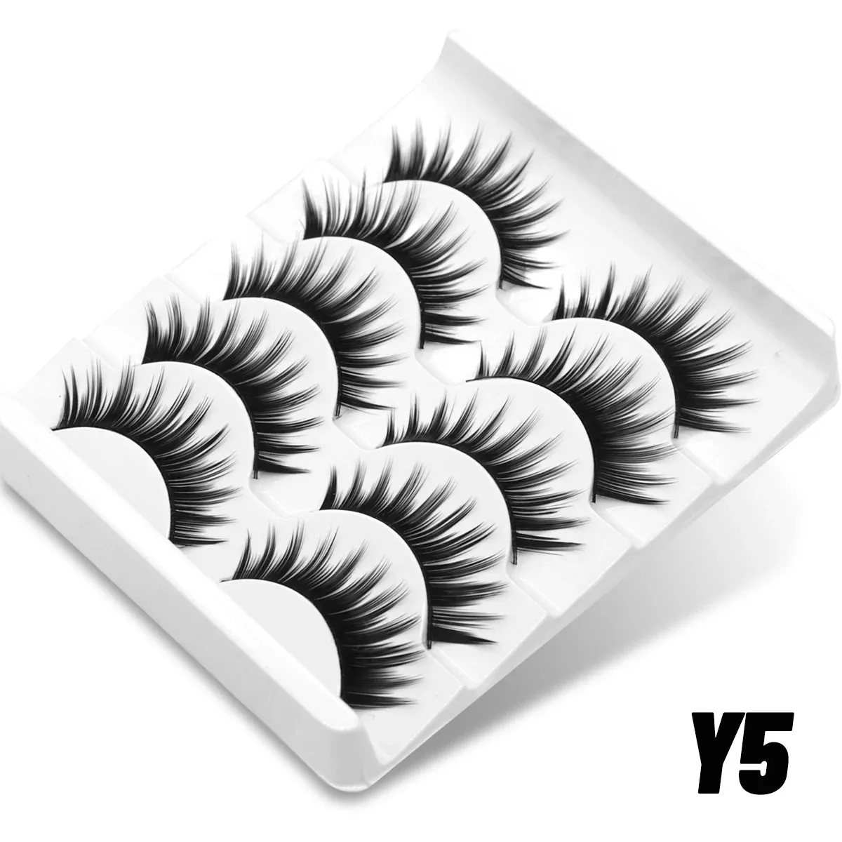 5 pairs Cat Eye Lashes Faux Mink Eyelashes Clear Band Lashes Natural Look Wispy Mink Eyelashes Full Strip Lashes