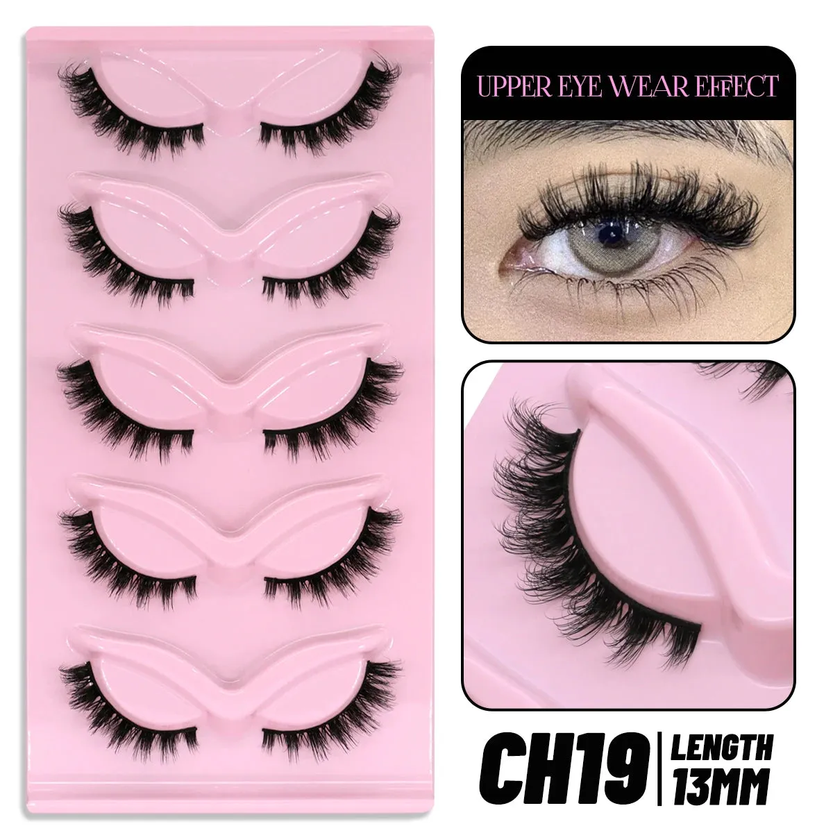 5 pairs Cat Eye Lashes Faux Mink Eyelashes Clear Band Lashes Natural Look Wispy Mink Eyelashes Full Strip Lashes