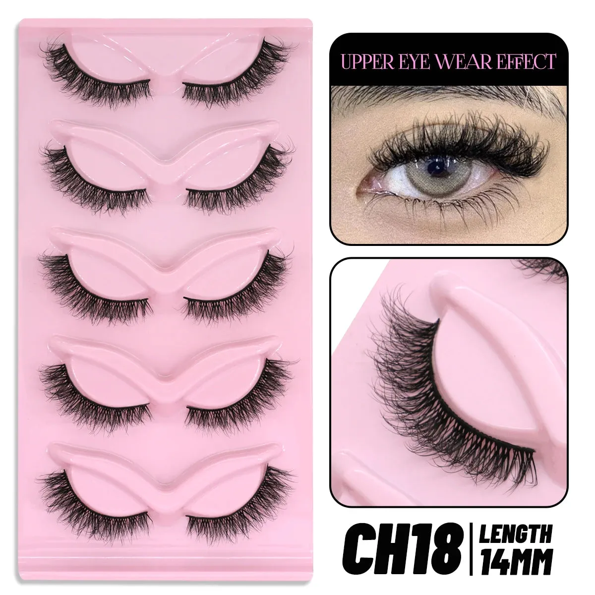 5 pairs Cat Eye Lashes Faux Mink Eyelashes Clear Band Lashes Natural Look Wispy Mink Eyelashes Full Strip Lashes
