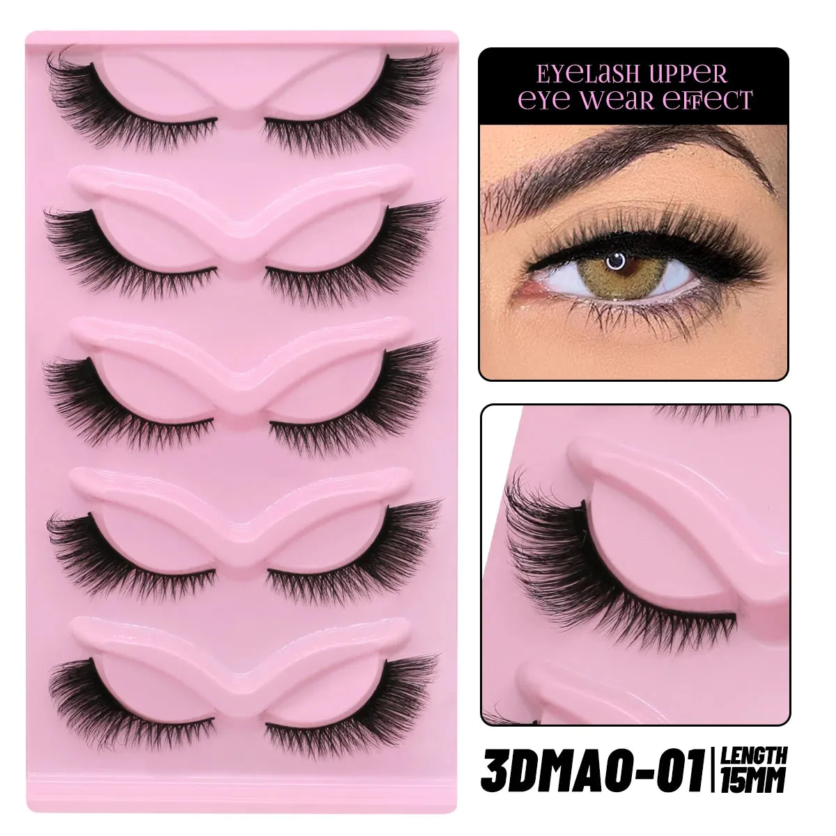 5 pairs Cat Eye Lashes Faux Mink Eyelashes Clear Band Lashes Natural Look Wispy Mink Eyelashes Full Strip Lashes