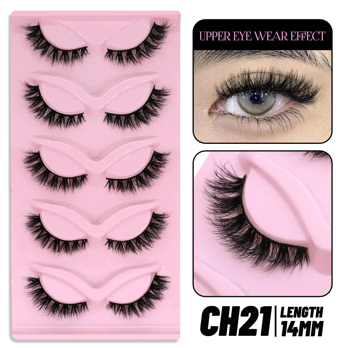 5 pairs Cat Eye Lashes Faux Mink Eyelashes Clear Band Lashes Natural Look Wispy Mink Eyelashes Full Strip Lashes