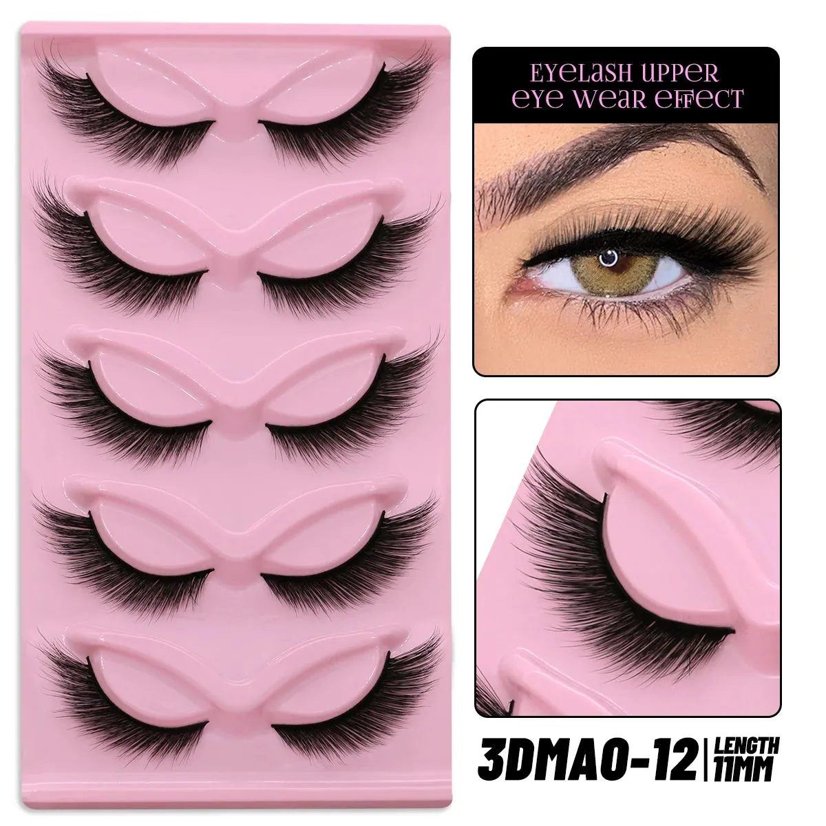 5 pairs Cat Eye Lashes Faux Mink Eyelashes Clear Band Lashes Natural Look Wispy Mink Eyelashes Full Strip Lashes