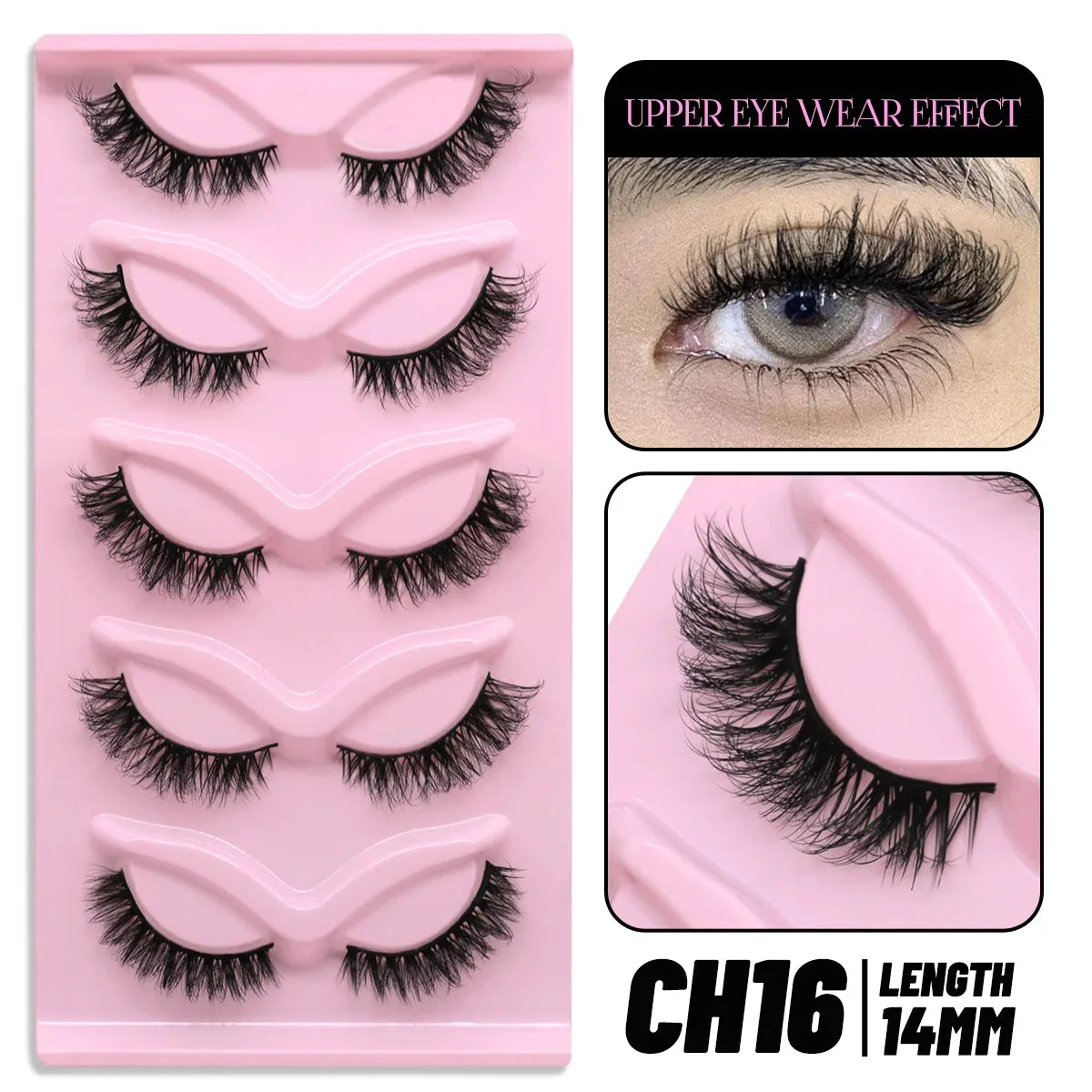 5 pairs Cat Eye Lashes Faux Mink Eyelashes Clear Band Lashes Natural Look Wispy Mink Eyelashes Full Strip Lashes