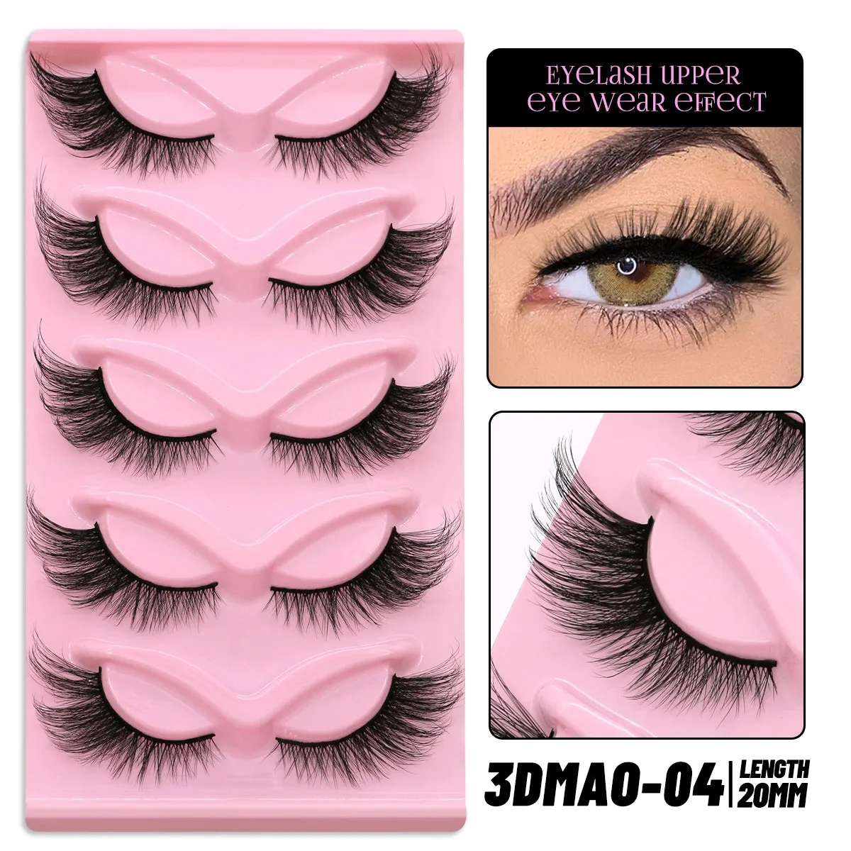 5 pairs Cat Eye Lashes Faux Mink Eyelashes Clear Band Lashes Natural Look Wispy Mink Eyelashes Full Strip Lashes