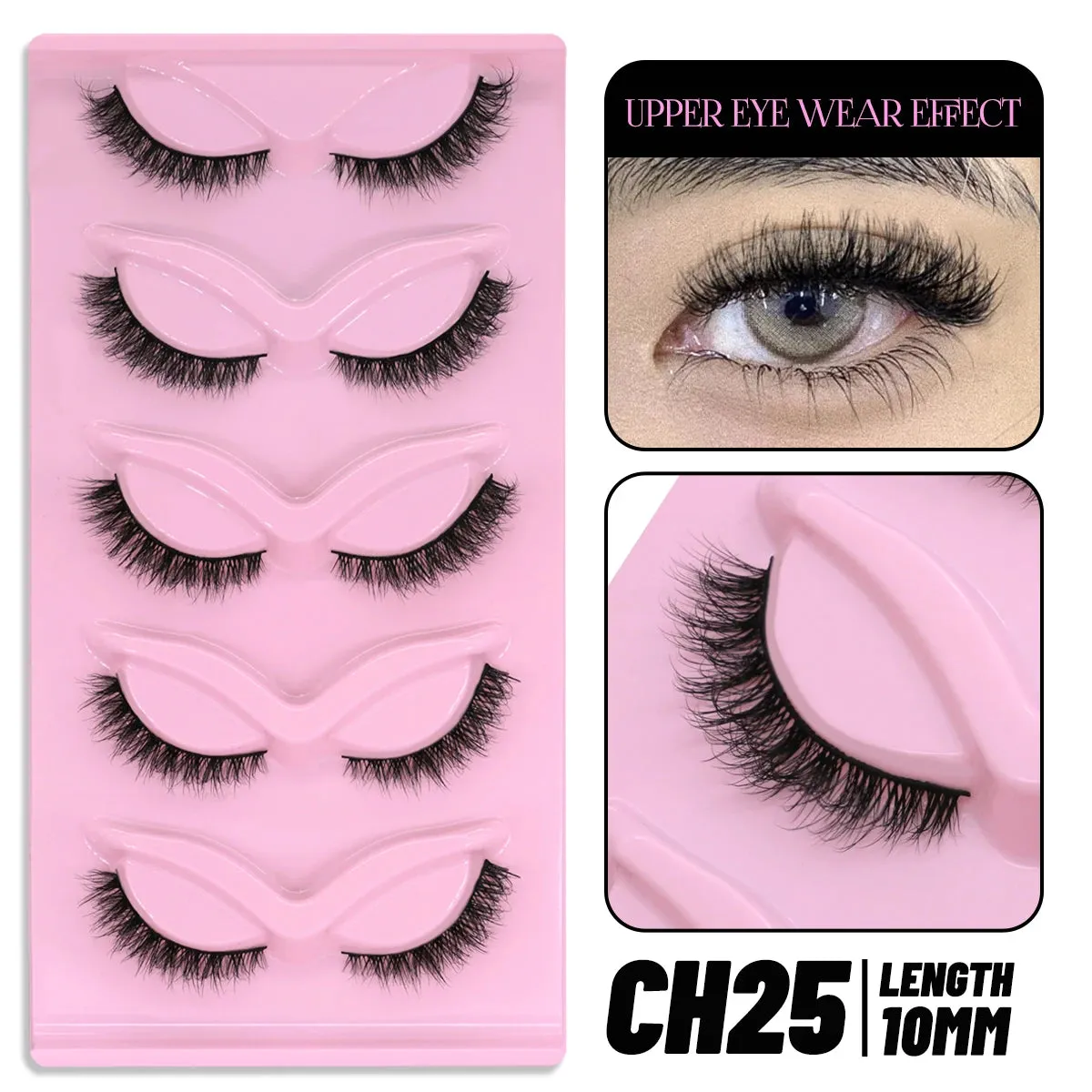 5 pairs Cat Eye Lashes Faux Mink Eyelashes Clear Band Lashes Natural Look Wispy Mink Eyelashes Full Strip Lashes