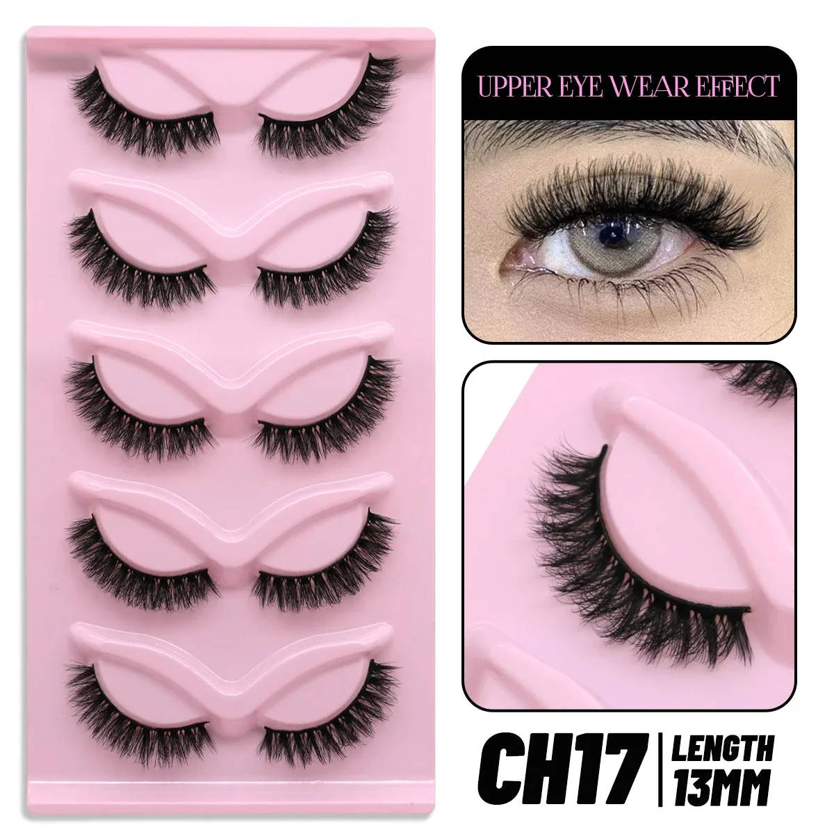 5 pairs Cat Eye Lashes Faux Mink Eyelashes Clear Band Lashes Natural Look Wispy Mink Eyelashes Full Strip Lashes