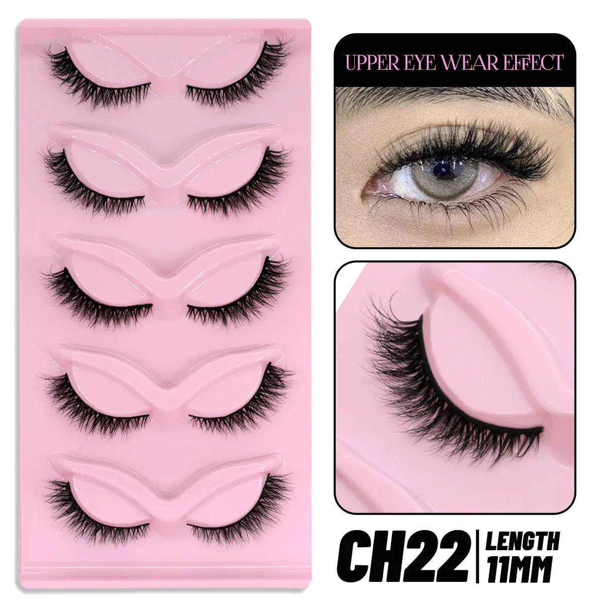 5 pairs Cat Eye Lashes Faux Mink Eyelashes Clear Band Lashes Natural Look Wispy Mink Eyelashes Full Strip Lashes