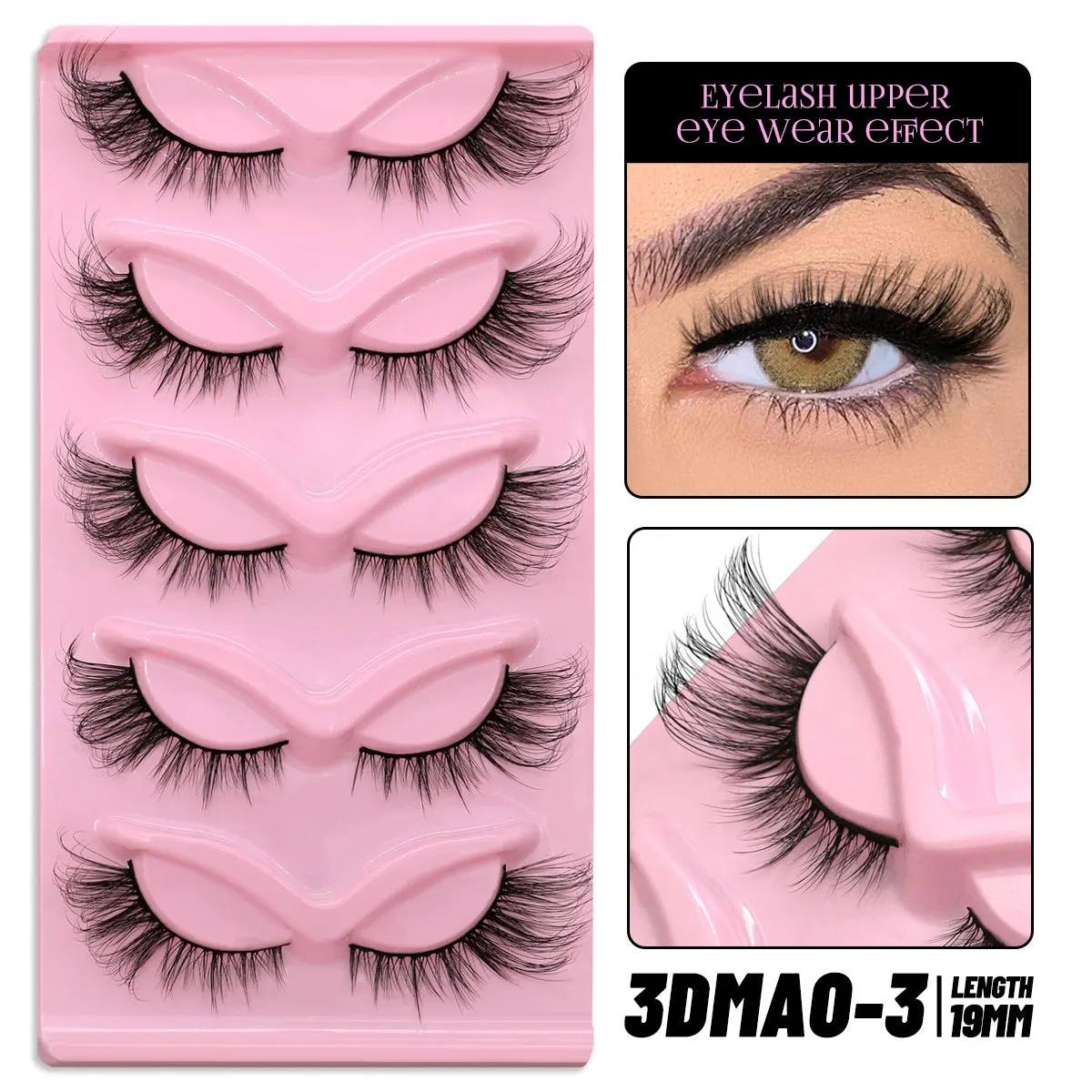5 pairs Cat Eye Lashes Faux Mink Eyelashes Clear Band Lashes Natural Look Wispy Mink Eyelashes Full Strip Lashes