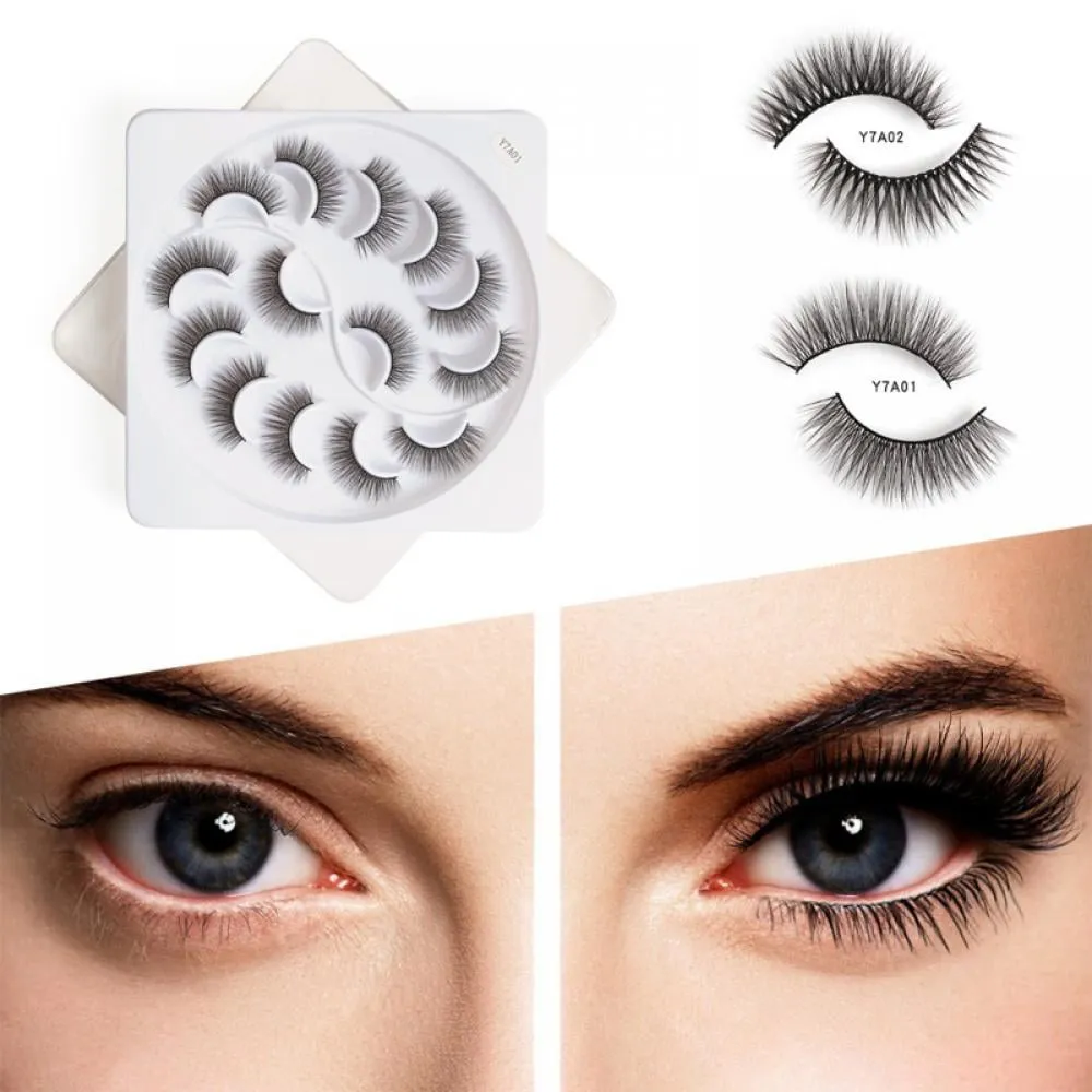 5D Faux Mink Lashes Handmade Luxurious Volume Fluffy Natural False Eyelashes, 7 Pairs