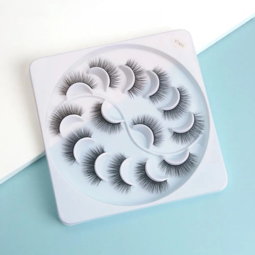 5D Faux Mink Lashes Handmade Luxurious Volume Fluffy Natural False Eyelashes, 7 Pairs