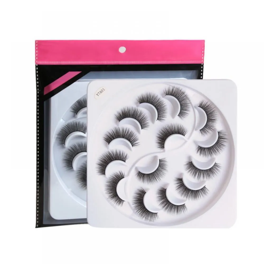 5D Faux Mink Lashes Handmade Luxurious Volume Fluffy Natural False Eyelashes, 7 Pairs