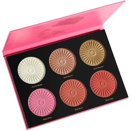 DE'LANCI QUEEN ILLUMINATOR 6 COLOR HIGHLIGHTER PALETTE DARK SKIN 27gm