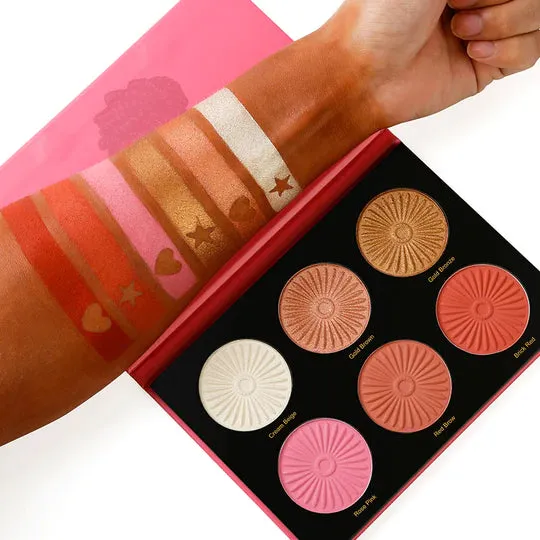 DE'LANCI QUEEN ILLUMINATOR 6 COLOR HIGHLIGHTER PALETTE DARK SKIN 27gm