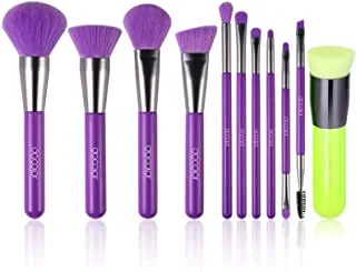 Docolor Neon Purple Makeup Brushes   Neon Green Flat Top Kabuki Foundation Brush Premium Synthetic Kabuki Foundation Brush Blending Face Powder Blush Concealers Eye Shadows Makeup Brush Set