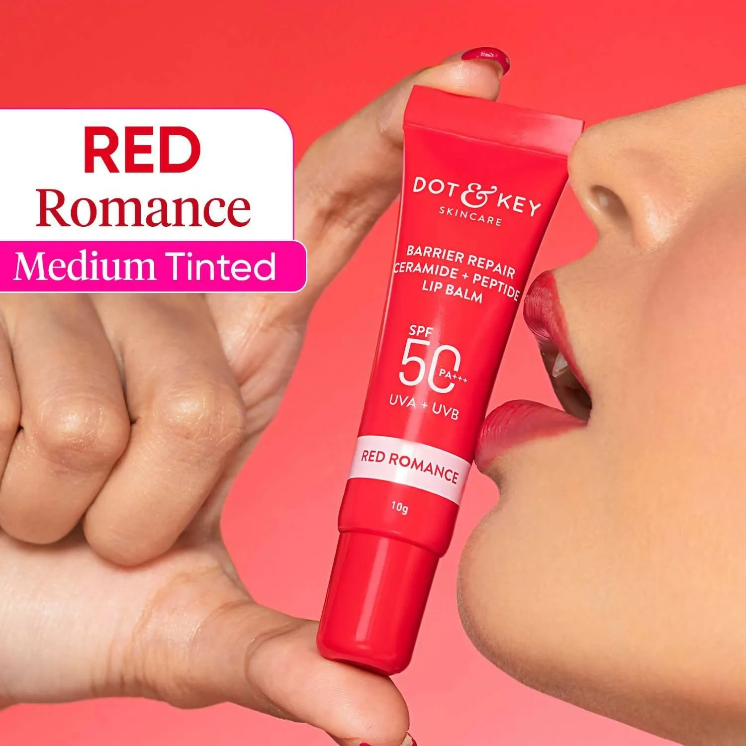 Dot & Key Barrier Repair Ceramide & Peptide SPF 50 , PA    Lip Balm - Red Romance