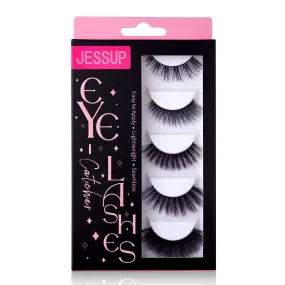 Jessup False Eyelashes,3D Fake Eyelashes 5 Pairs Pack Faux Mink Lashes Wispy Fluffy Dramatic Sexy Reusable False Lashes, FE501