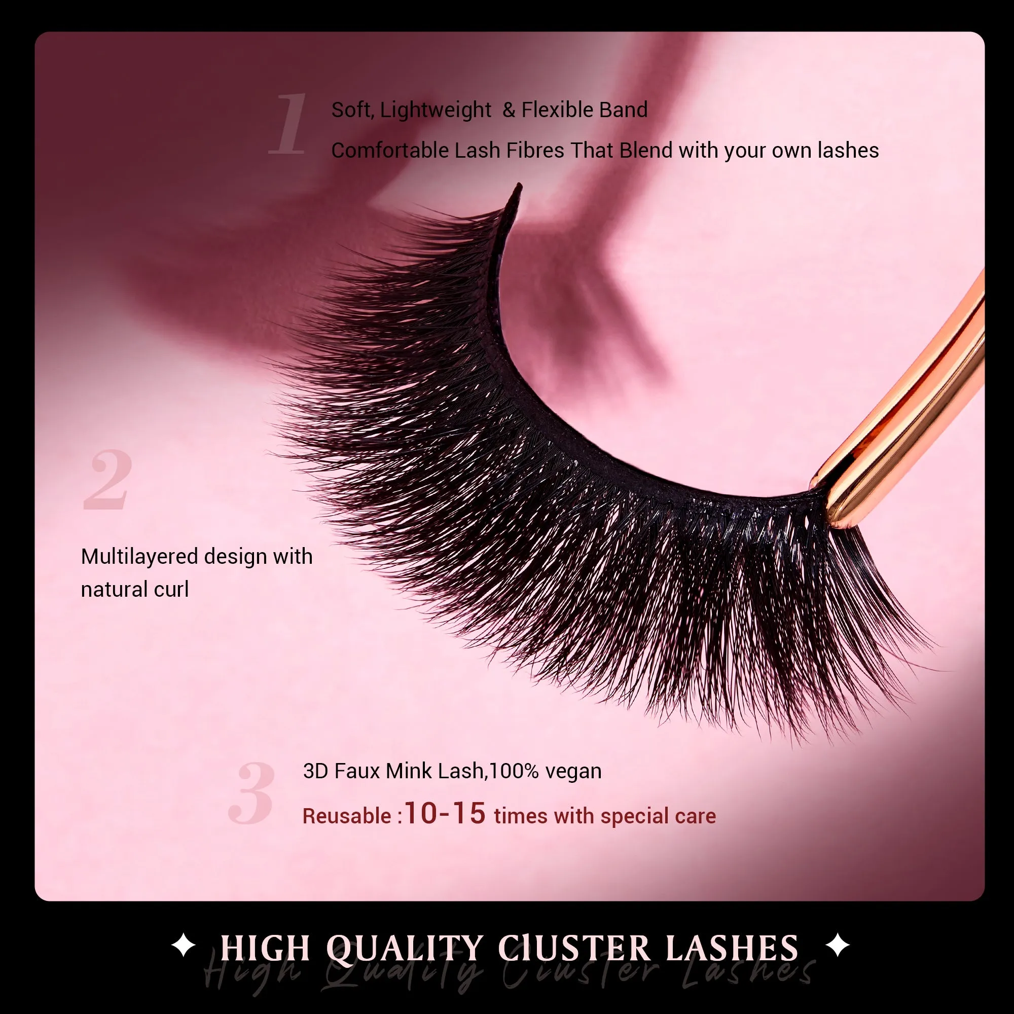 Jessup False Eyelashes,3D Fake Eyelashes 5 Pairs Pack Faux Mink Lashes Wispy Fluffy Dramatic Sexy Reusable False Lashes, FE501