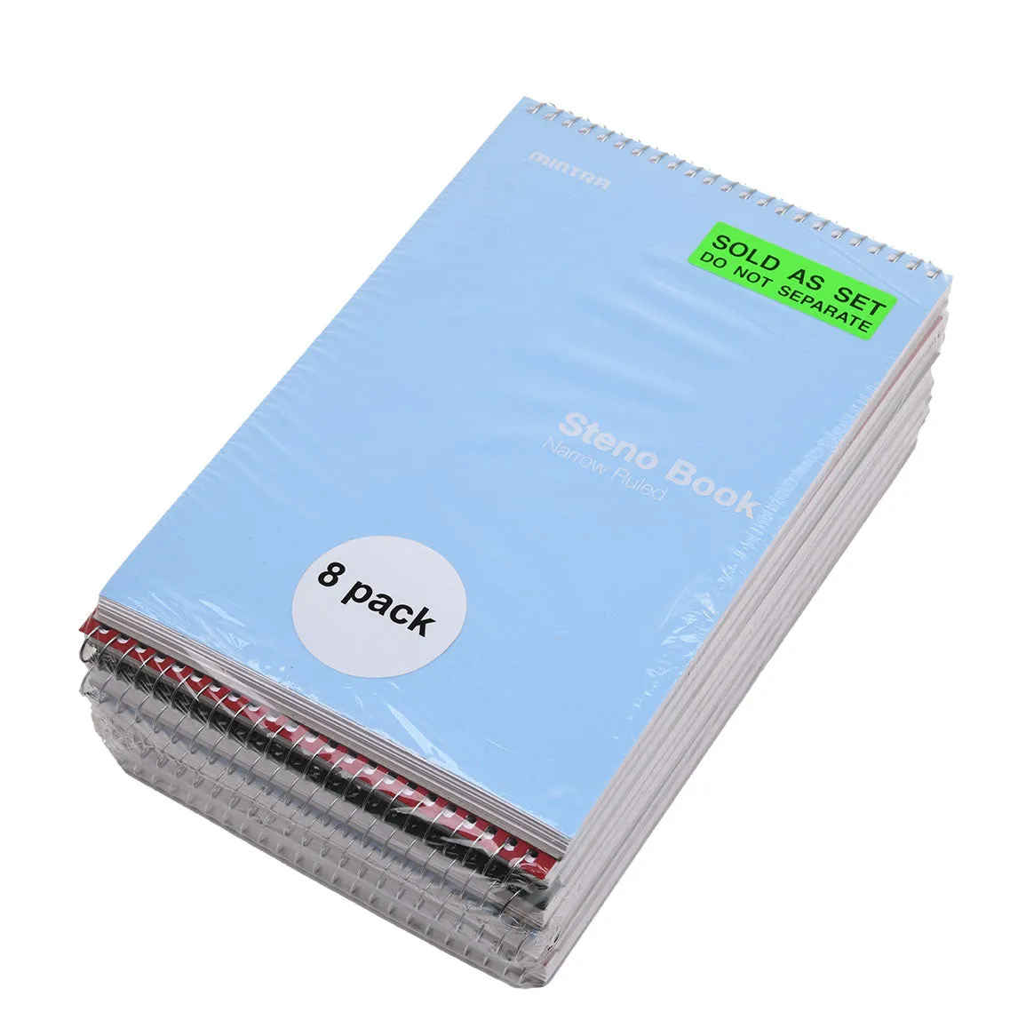 Mintra Office Steno Books - Arctic Ice, Chili Oil, Green Olive, Charcoal 100 sheets (8 Pack)