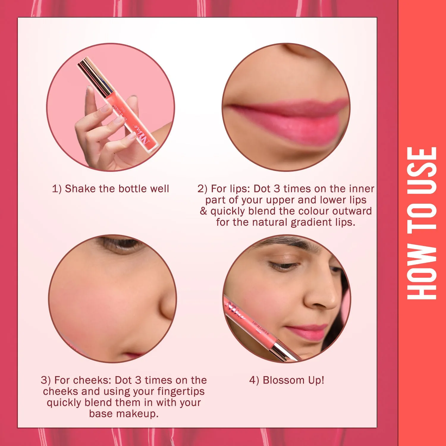 NY Bae Lip & Cheek Tint | Long Lasting | Watery Texture | Semi Opaque Pigment Coverage | Smudge Proof | Hydrating - Pink Rose 02 (2.6 ml)