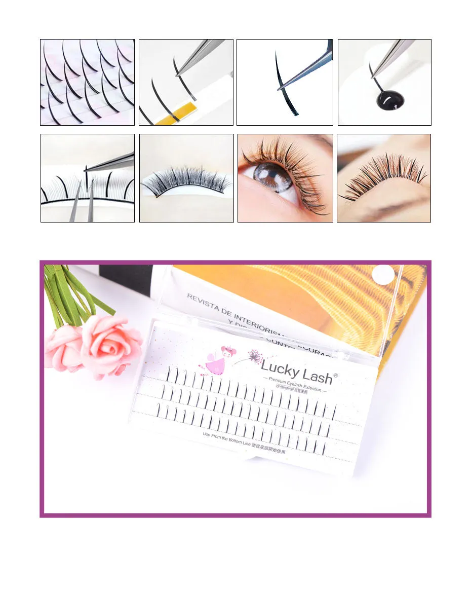 VenusFox 0.07Eyelash Bonded together BIG BUNCH Eyelash ExtensioN, Fairly Angel False Mink hair Eye lash