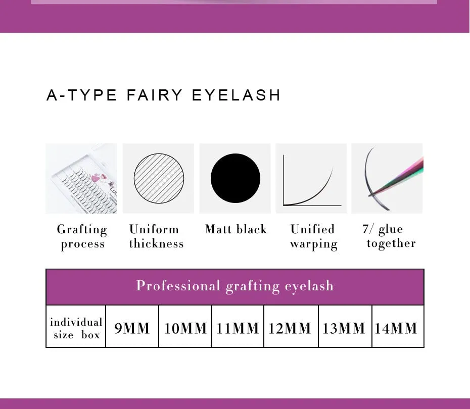 VenusFox 0.07Eyelash Bonded together BIG BUNCH Eyelash ExtensioN, Fairly Angel False Mink hair Eye lash