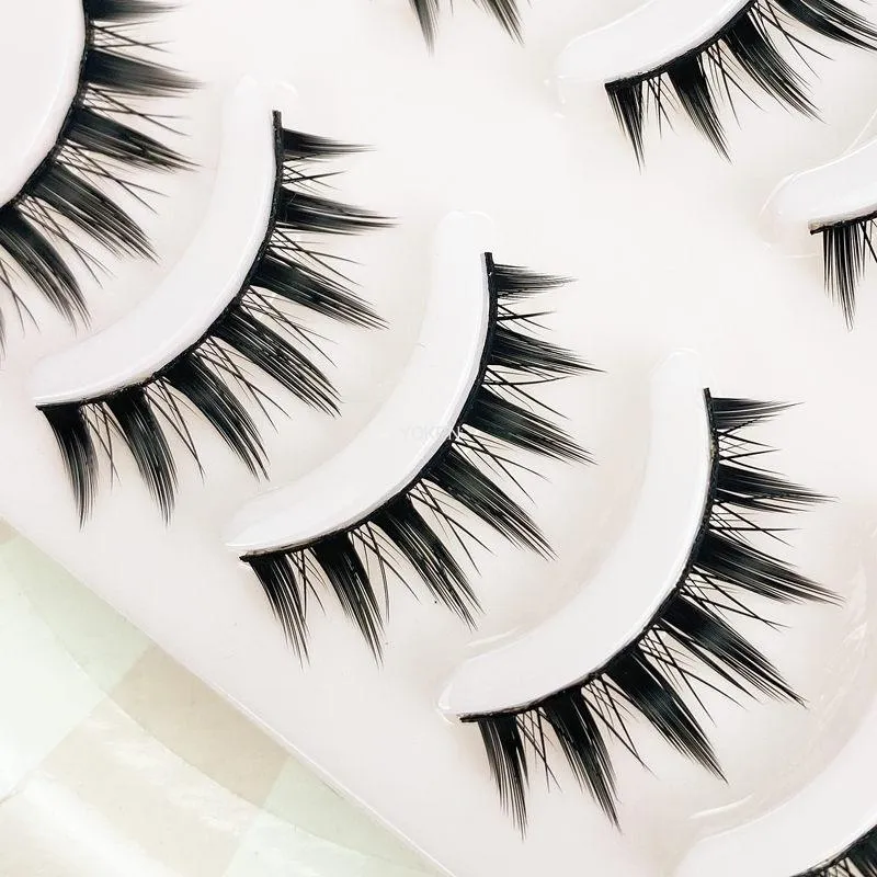 VenusFox New 5 Pairs Eyelashes Cos Dance Performance Eyelash Handmade Acrylic Cross Eyelash Female Japanese 3D Natural Lashes