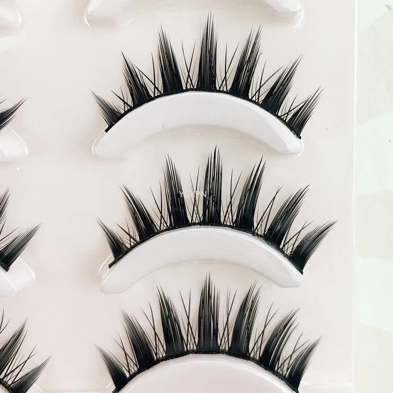 VenusFox New 5 Pairs Eyelashes Cos Dance Performance Eyelash Handmade Acrylic Cross Eyelash Female Japanese 3D Natural Lashes